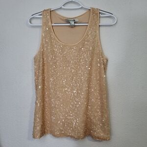 Forever‎ 21 Pink/ Peach Colored Sequin Sleeveless Tank Top